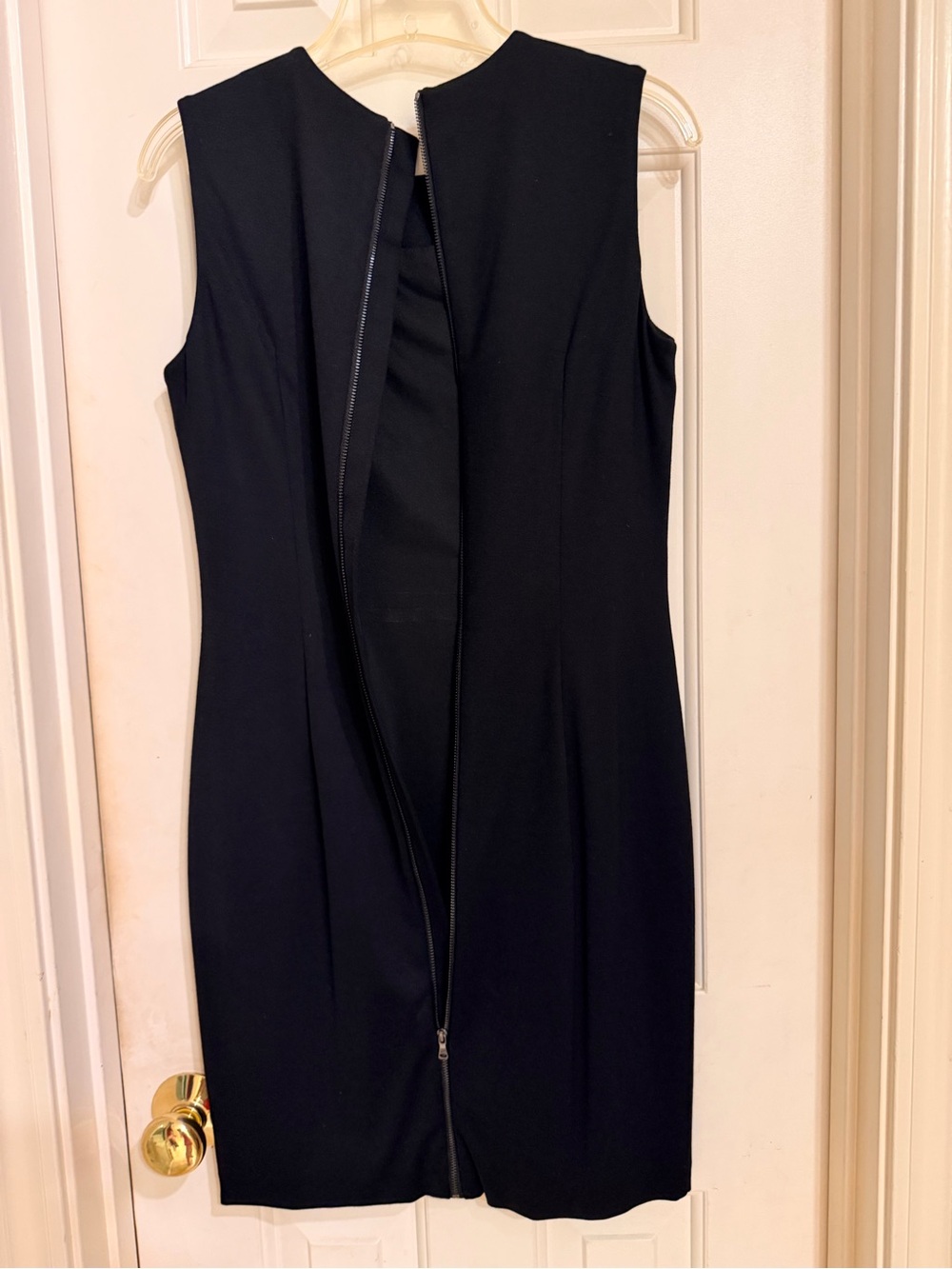Cynthia Steffe Black Leather Panel w/ Heavy Knit Sheath Dress, Lined, Sz 6 - Picture 11 of 13